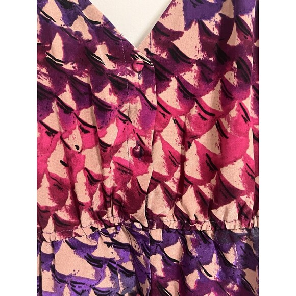 NWT Ecote 100% silk Multicolor bohemian Geometric stylish top dress size xs - Picture 2 of 7